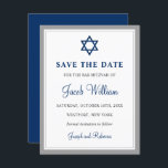Elegant Gray & Navy Blue Bar Mitzvah 4,25" x 5,5" Save The Date<br><div class="desc">Elegant Gray & Navy Blue Bar Mitzvah 4, 25" x 5, 5" Save the Date</div>