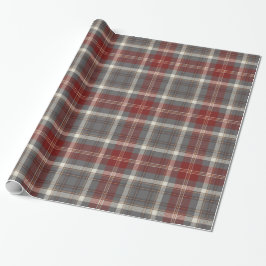 Elegant Gray | Rot | Beige Kariert Checked Geschenkpapier