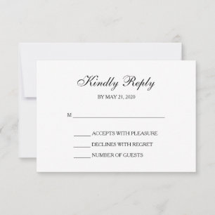 Elegant Gray Schwarz Weiße RSVP-Karten RSVP Karte