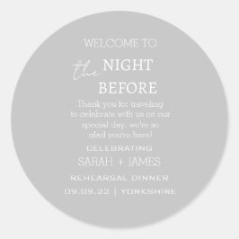 Elegant Gray the Night Before Wedding Vielen Dank Runder Aufkleber