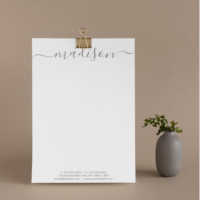 Elegant Gray Typografy Name Script Mail Briefbogen (Von Creator hochgeladen)