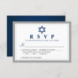 Elegant Gray und Navy Blue Bar Mitzvah RSVP Karte<br><div class="desc">Elegante,  graue und blaue Bar Mitzvah RSVP-Karte</div>