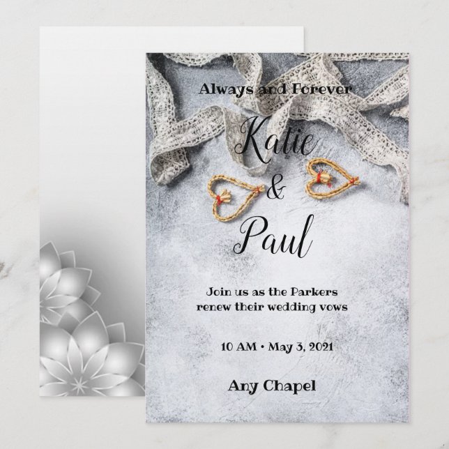 Elegant Gray Wedding Einladung (Vorne/Hinten)