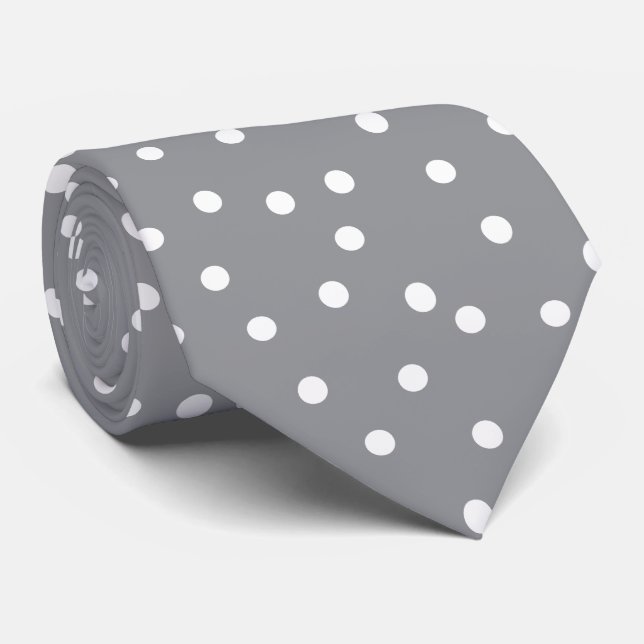 Elegant Gray White Polka Dots Pattern Groom Gift   Krawatte (Gerollt)
