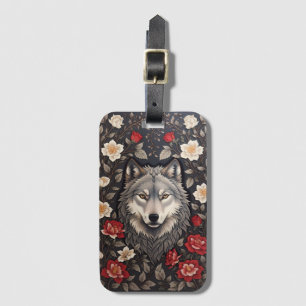 Elegant Gray Wolf Floral Gepäckanhänger