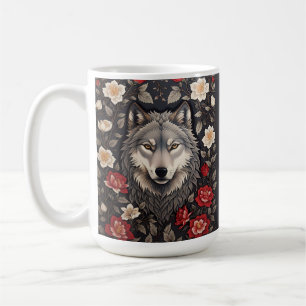 Elegant Gray Wolf Floral Kaffeetasse