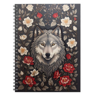 Elegant Gray Wolf Floral Notizblock