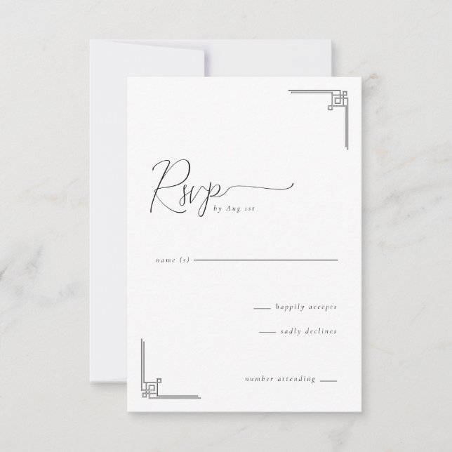 Elegant Grayscale Geometric RSVP (Vorderseite)
