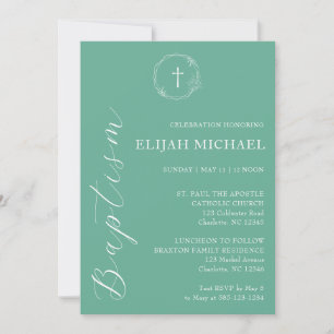 Elegant Gree White Taufe Kranken Einladung