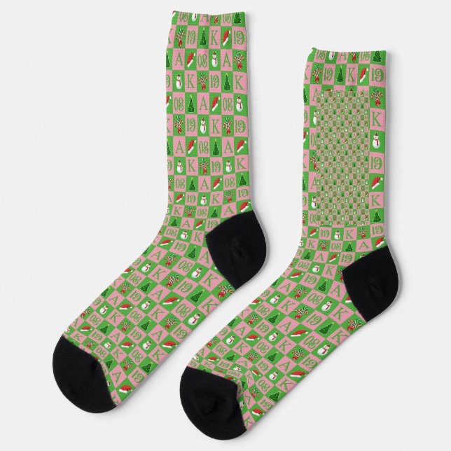 Elegant Greek Sisterhood 1908 Christmas Socken (Linkes Detail)