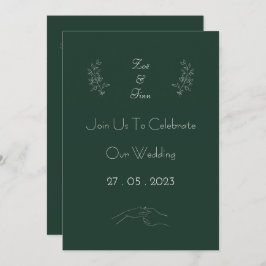Elegant Green And White Floral Simple Invitation Einladung
