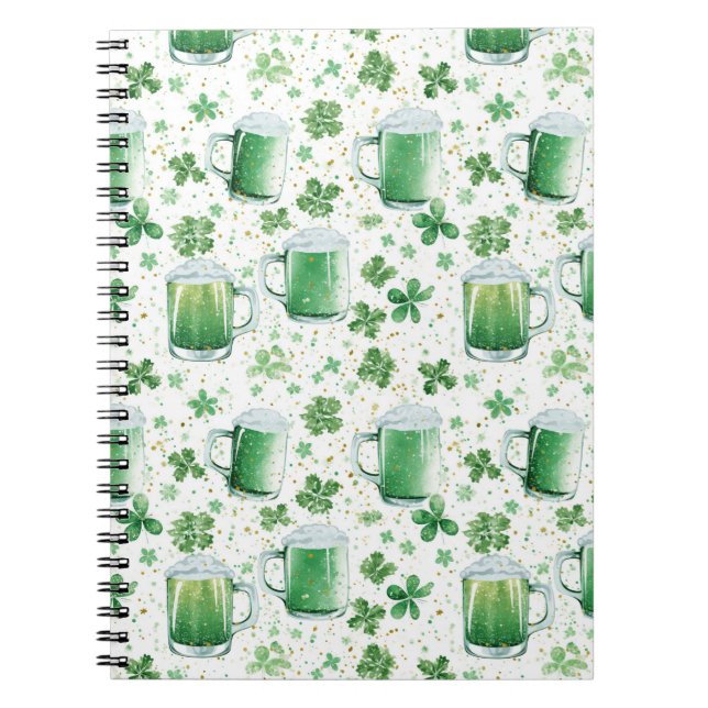 Elegant Green Beer Mugs and Shamrocks White Notizblock (Vorderseite)