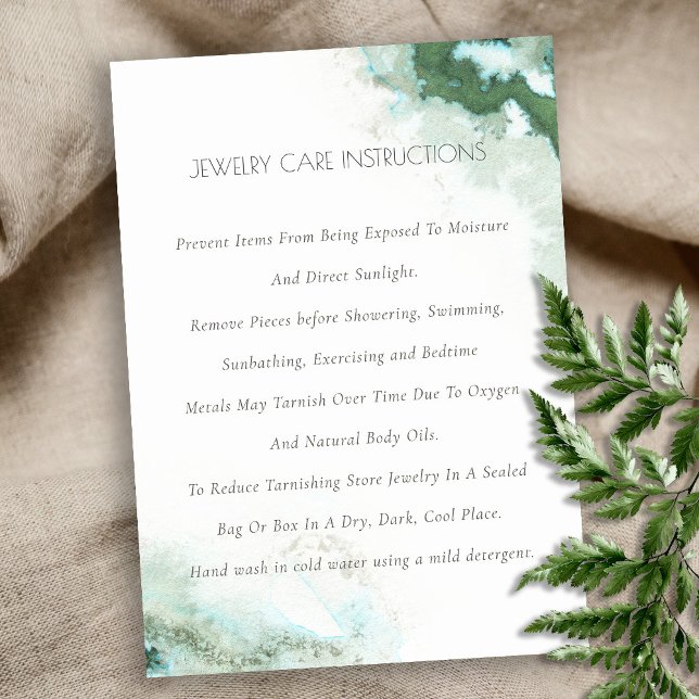 Elegant Green Blue Agate Watercolor Juwelierpflege Visitenkarte (Von Creator hochgeladen)