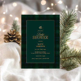 Elegant Green blue tartan Plaid Invitation Einladung