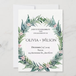 Elegant Green Botanical Engagement Invitation Ankündigung