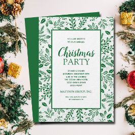 Elegant Green Botanicals Christmas Party Einladung