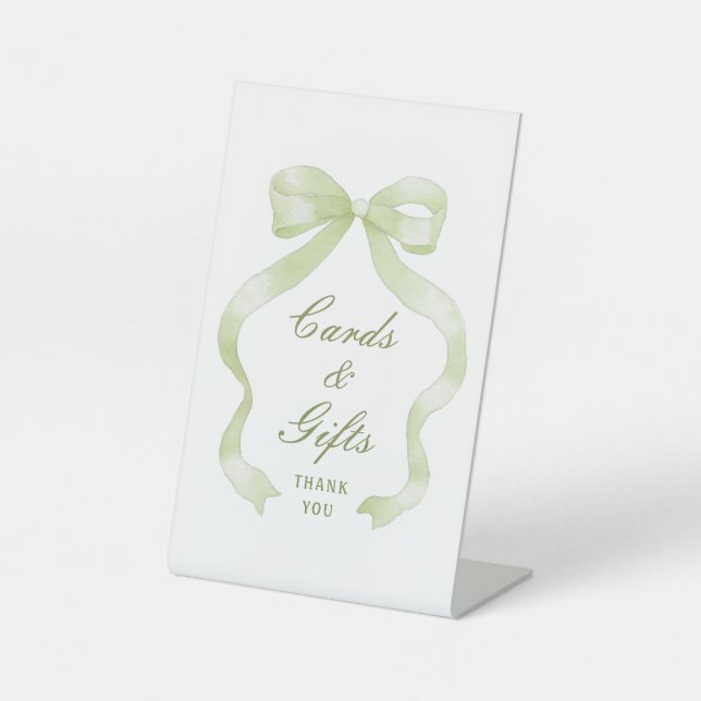 Elegant Green Bow Cards & Gifts Sockelschild (Vorderseite)