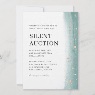 Elegant Green Brush Stroke Gala & Silent Auction Einladung