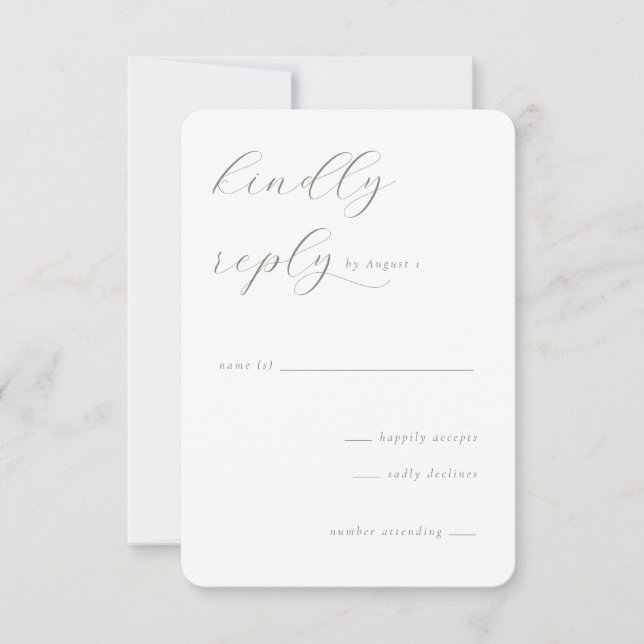 Elegant Green Calligraphy RSVP Karte (Vorderseite)