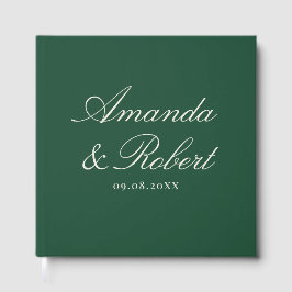 Elegant Green Calligraphy Wedding Gästebuch