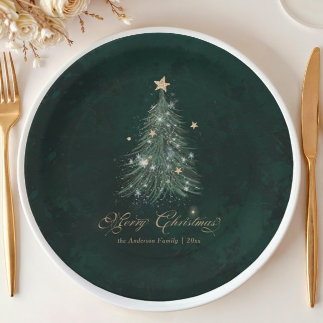 Elegant Green Christmas Pappteller (Von Creator hochgeladen)