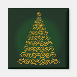 Elegant Green Christmas Tree Magnet