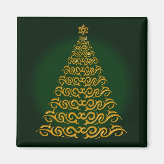 Elegant Green Christmas Tree Magnet (Vorne)