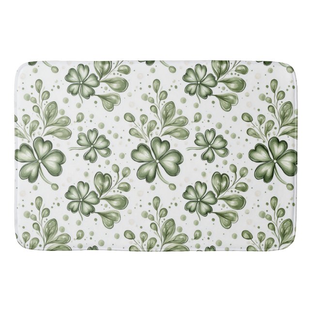 Elegant Green Clover Pattern  Badematte (Vorderseite)