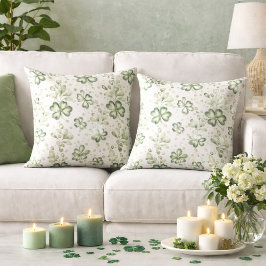Elegant Green Clover Pattern  Kissen