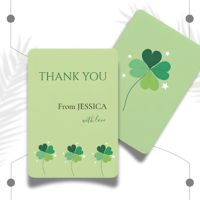 Elegant Green Clover Zazzle Thank You Card Dankeskarte (Von Creator hochgeladen)