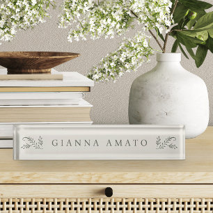 Elegant Green & Cream Botanical Namensplakette