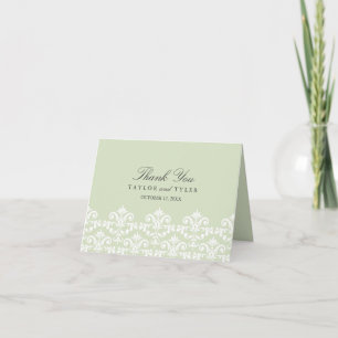 Elegant Green Damask Wedding Dankeschön Card Dankeskarte