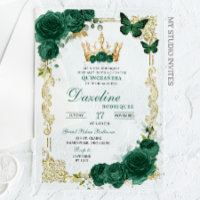 Elegant Green Emerald Crown Quinceanera