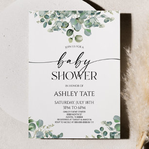 Elegant Green Eucalyptus Pflanze Baby Shower Einladung