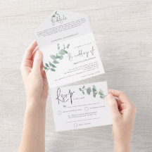 Elegant Green Eucalyptus Script Wedding
