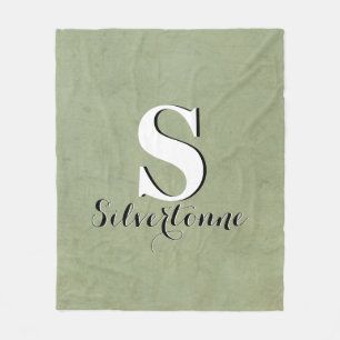 Elegant Green Family Name Monogram Fleecedecke