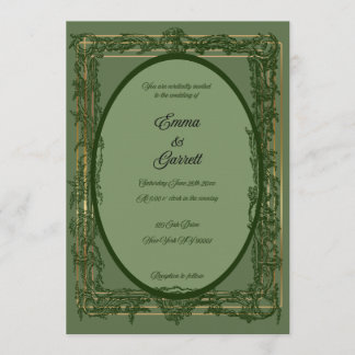 Elegant Green Filigree Wedding Invitation Einladung