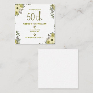 Elegant Green Floral 50. Hochzeitstag Begleitkarte