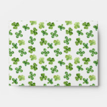 Elegant Green Floral Art Wedding Envelope