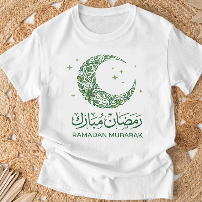 Elegant Green Floral Crescent Ramadan Mubarak Arab T-Shirt (Von Creator hochgeladen)