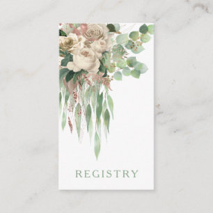 Elegant Green Floral Rose Hochzeitregister Begleitkarte