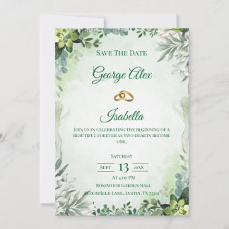 Elegant Green Floral Save the Date Hochzeit