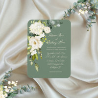 Elegant Green Floral Script Einladung zur Hochzeit