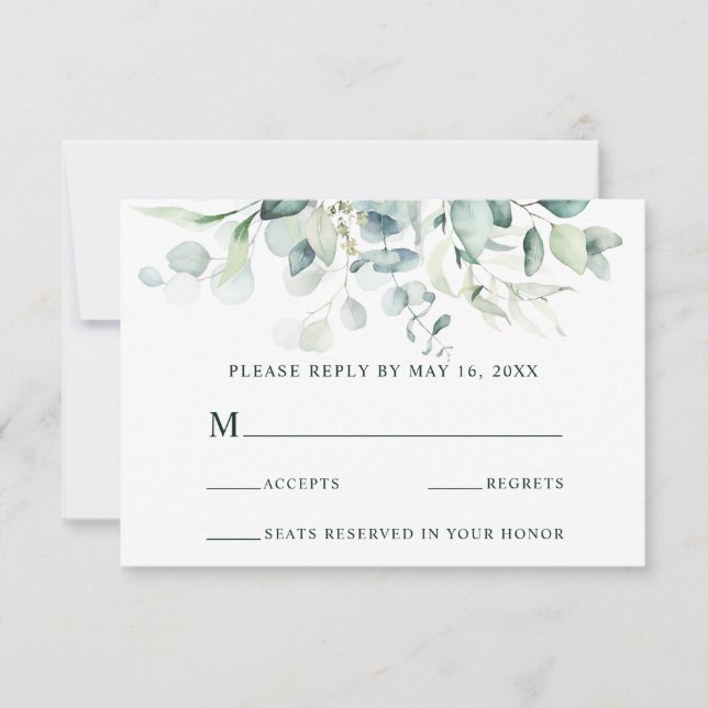 Elegant Green Foliage Wedding RSVP (Vorderseite)