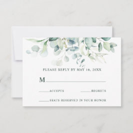 Elegant Green Foliage Wedding RSVP
