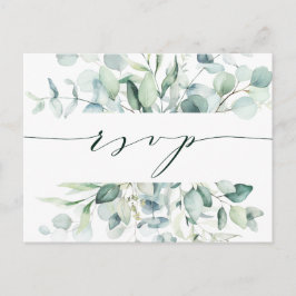 Elegant Green Foliage Wedding RSVP Postkarte