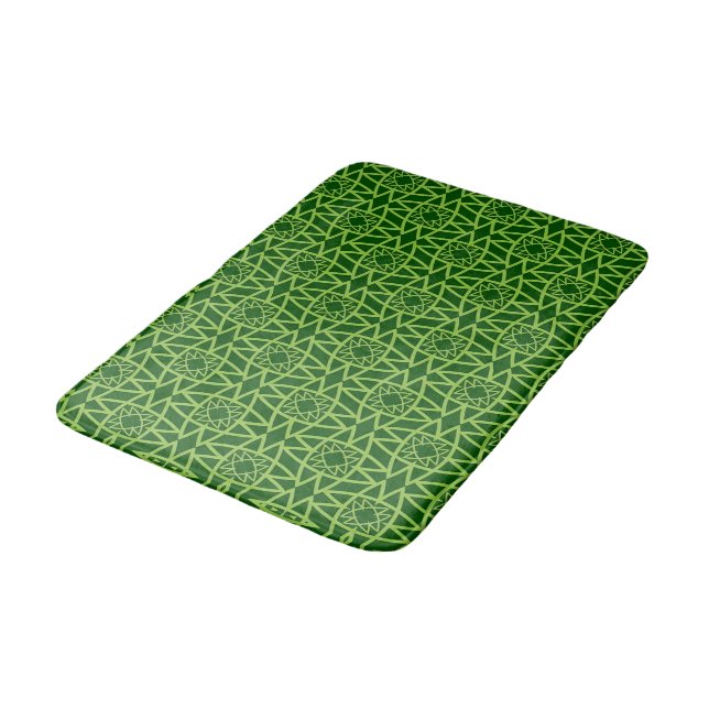  Elegant Green Geometric Patterns Badematte (Schrägansicht)
