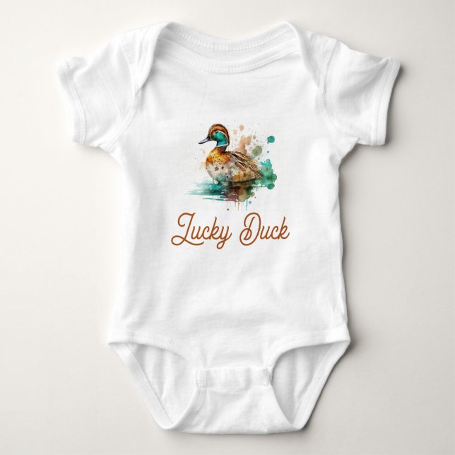 Elegant Green Gerahmt Mallard Duck Baby Shower Baby Strampler (Vorderseite)