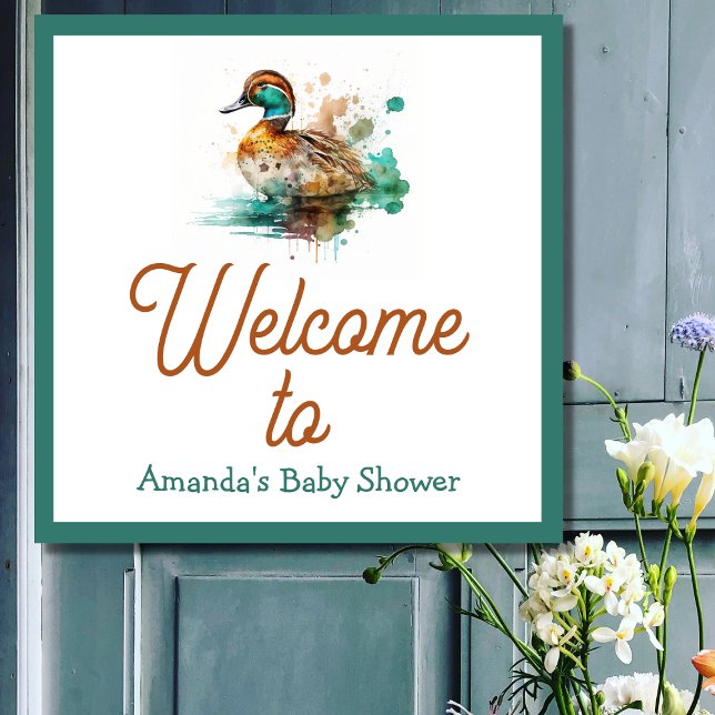 Elegant Green Gerahmt Mallard Duck Baby Shower Poster (Von Creator hochgeladen)
