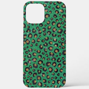 Elegant Green Glitter Black Gold Leopard Case-Mate iPhone Hülle